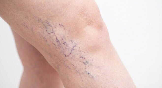 Spider Veins Telangiectasia Vascular Pattern on Leg.