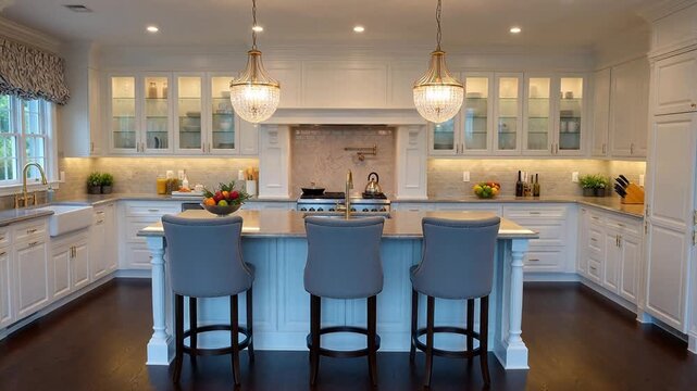 Modern kitchen with island and bar stools
