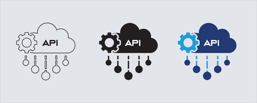 Icon representing an Application Programming Interface (API), which is a software intermediary that allows two applications to talk to each other, Represents cloud computing and remote data services.