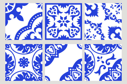 Mediterranean style ceramic tiles. Vector pattern interior decordecor backgrounds
