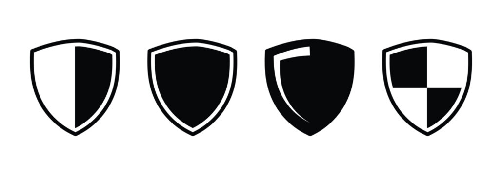 Minimalist shield icon vector set isolated on a white background. EPS 10.