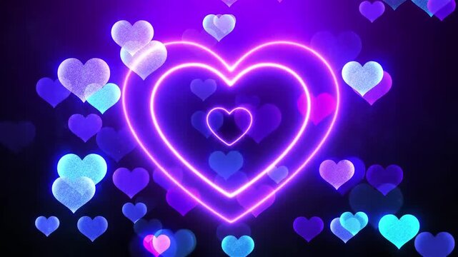Abstract animated background with colorful hearts