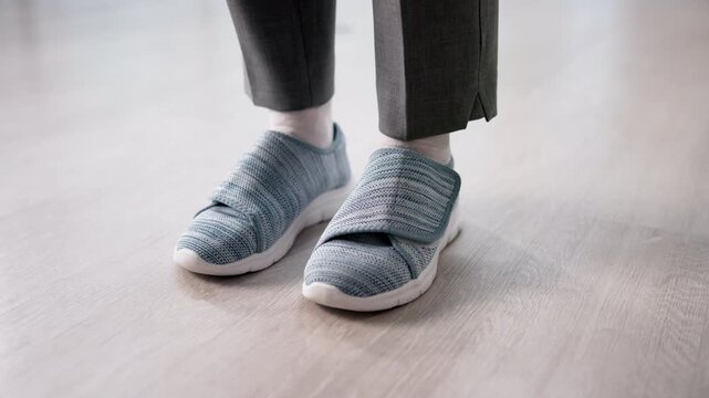 Diabetic Woman Wearing Orthopedic Shoes Highlighting Circulatory Health