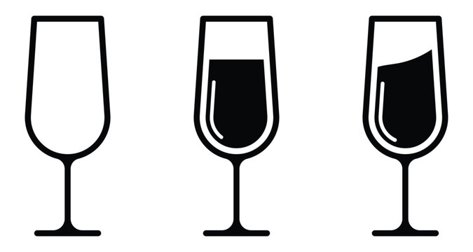 Black and white wine glass vector template  to indicate drinking wine, relaxation, and fancy dining.