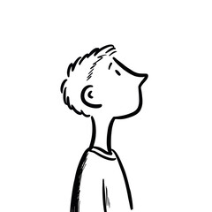 Fototapeta premium Illustration of a young caucasian male child looking upward