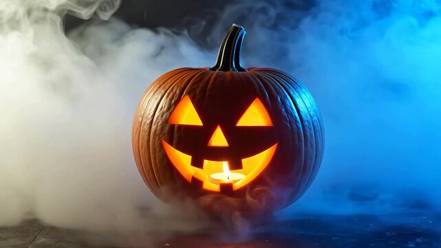 Halloween pumpkin with smoke