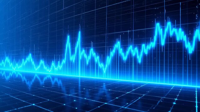Blue digital graph on grid background