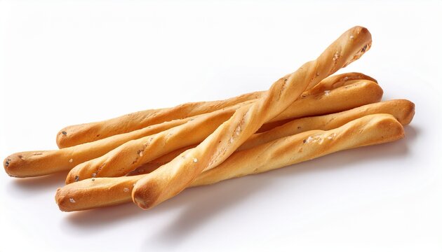 Italian Breadstick Grissini Traditional Bread Sticks Isolated On White Background