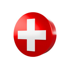 Fototapeta premium Red Medical Cross Icon Isolated 3D Render