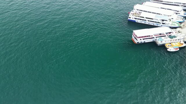 Eminonu ferry terminal in Istanbul reveal shot