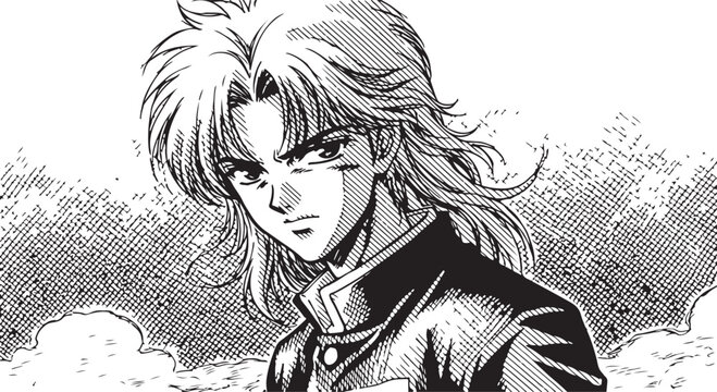 Vector manga style anime character portrait