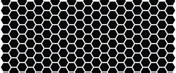 Vector Honeycomb structure. Black and white honeycomb design are used for geometric flooring, wall coverings, and decoration. © Snap Smith