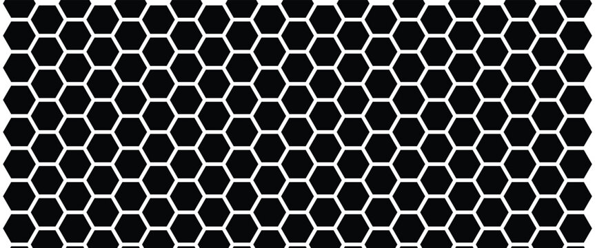 Vector Honeycomb structure. Black and white honeycomb design are used for geometric flooring, wall coverings, and decoration.