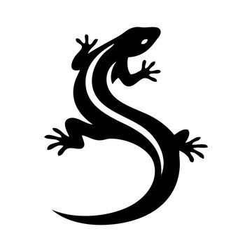 Dibujo sencillo con la silueta de un lagarto curvado como una letra S