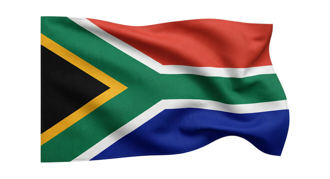 Waving South Africa flag ,realistic fabric texture.