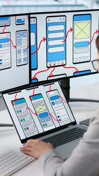 Female UX UI Designer Creating App Design