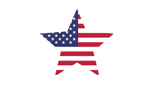 Stylized American flag star symbol representing national pride, freedom, and unity. A patriotic emblem for diverse US-themed designs