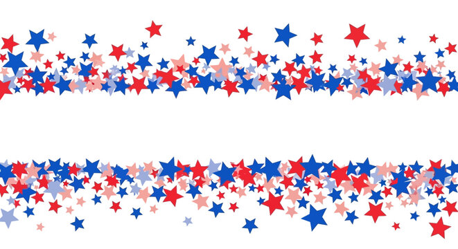 Patriotic Red and Blue Stars Border Background for USA Independence Day, 4th of July, and Memorial Day Celebrations