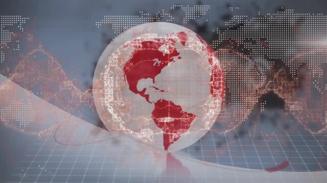 Animation of world map and globe over brain