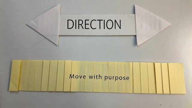 Directional Sign with Motivational Phrase for Positive Movement and Purposeful Action in Personal Growth Journey