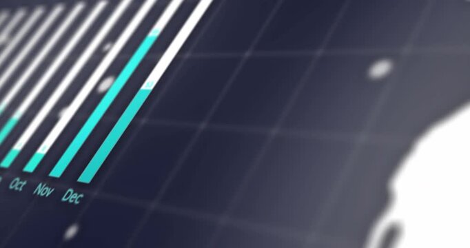 Animation of interface with statistical data processing against grey background