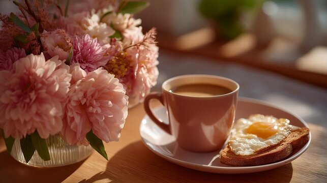 Breakfast for one arranged with care, fresh flowers, good china, treating self with same attention given to guests, self-worth made visible, perfect for solo brunch, self-respect rituals, and