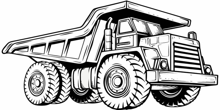 Giant Mining Tipper Truck Illustration - Heavy Industrial Haulage Vector Sketch