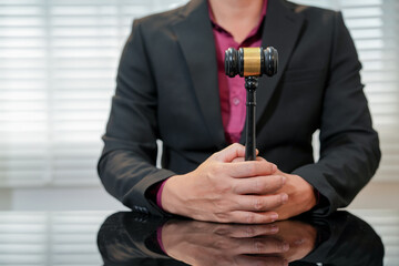 Naklejka premium justice and law concept. male lawyer working in office. Legal law, advice and justice concept.