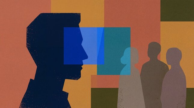 Abstract Grainy Flat Art Representing Scorn, Intellectual Elitism, and the Distant Gaze