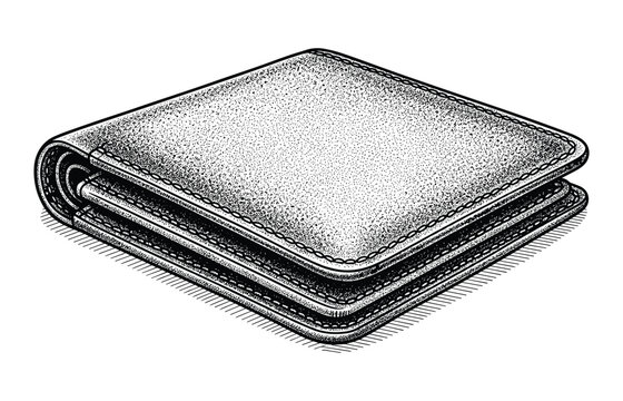Black leather bi-fold wallet closed isometric view vector