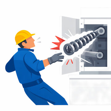 Worker Struck by Ejected Spring During Unsafe Machine Maintenance Accident