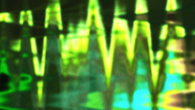 Abstract acid green and yellow glitch background with distorted wave patterns grainy texture and vibrant neon digital art aesthetic