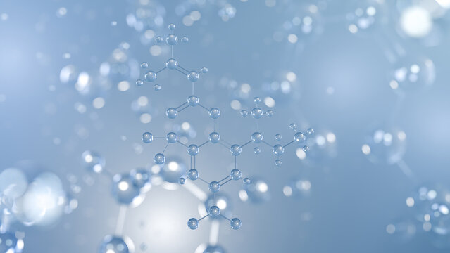 binapacryl molecular structure 3d, fungicide structural chemical formula view from a microscope