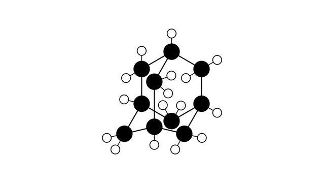 adamantane molecule, structural chemical formula, ball-and-stick model, isolated image antiviral intermediate