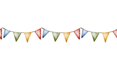 Obraz premium Colorful triangular flags create a playful pattern for design and wrapping purposes