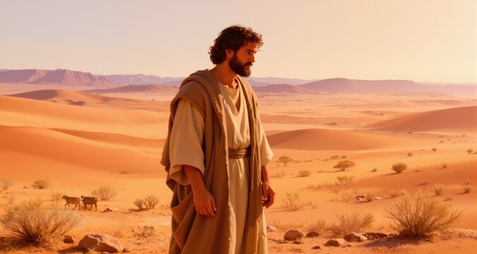 parable of the prodigal son man standing in front of a desert landscape

