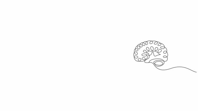 vector illustration of an abstract background,Human Brain and Heart Continuous One Line Animation ,Mind and Love Concept,Brain and Love Heart One Line Drawing Animation Emotion vs Logic Concept