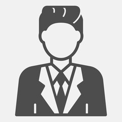 Obraz premium Candidate man solid icon, democracy day concept. Vector graphics. Avatar of voter sign and editable stroke, glyph style icon for mobile or web design.
