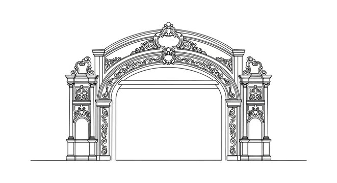 Ornate Archway, Baroque Style, Architectural Design, Vintage Entrance, Elegant Gate