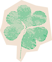 Fototapeta premium Colorful Halftone Flower Cutout Collage With Vintage Texture for Sticker Design Scrapbook Craft or Retro Botanical Decor Projects