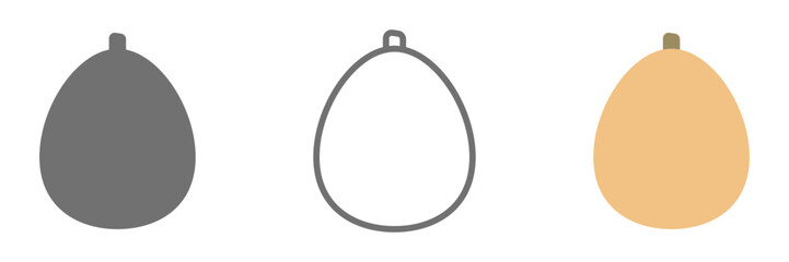 Fototapeta premium びわアイコンセット 白黒・線画・カラー