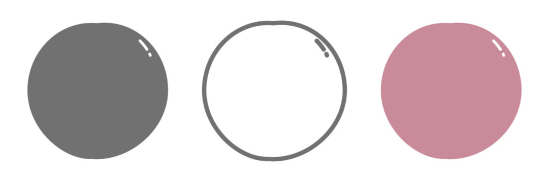 すもも・プラムアイコンセット 白黒・線画・カラー