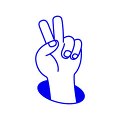 Obraz premium Vector hand drawn gesture, doodle sketchy illustration, hand showing peace sign