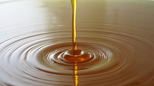 Honey drop creating ripples in liquid
