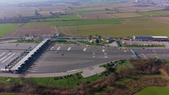 Milano Ovest A7 Toll Booth Transport Hub Aerial Top View