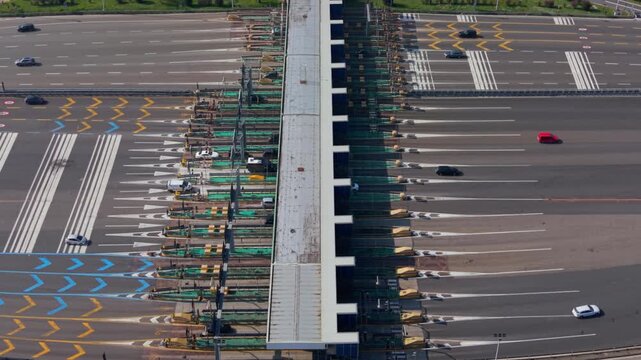 A7 Milano Ovest Toll Gate Busy Road Transport Aerial Scene