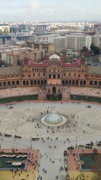Plaza de Espa&ntilde;a and Maria Luisa Park, vertical aerial.