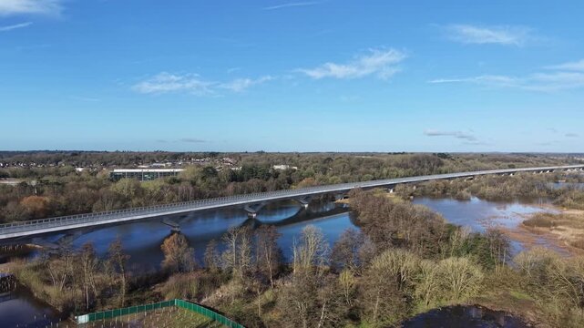 HS2 Colne Valley Viaduct, Buckinghamshire UK Panning drone aerial