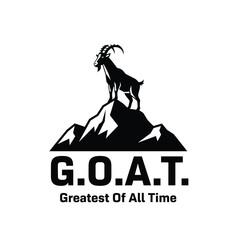 A striking black silhouette of a mountain goat stands atop a peak with the acronym g o a t below © Bar