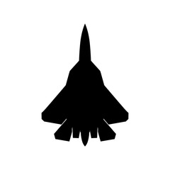 Fototapeta premium Sukhoi Su-57 Felon Fifth-Generation Russian Stealth Fighter Plan View Silhouette Black Isolated White